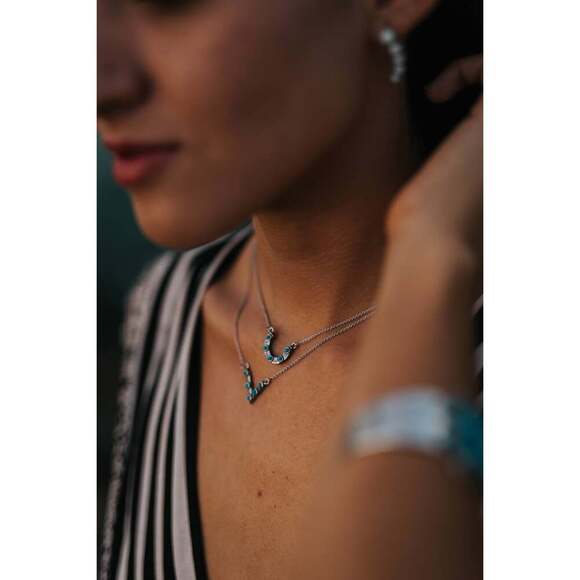 Native American Triangular Turquoise Pendant Necklace in Sterling Silver, Gift- - Picture 9 of 9